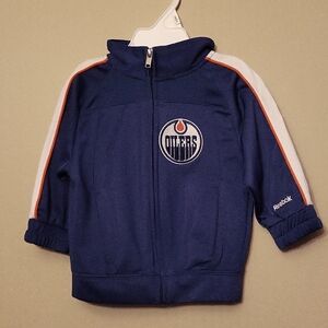 Reebok Oilers embroidered athletic zip up sweater